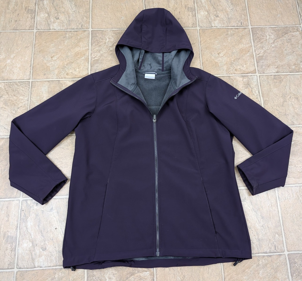 Columbia sz 1X Softshell Hoodie Jacket lined purple zips women 0085